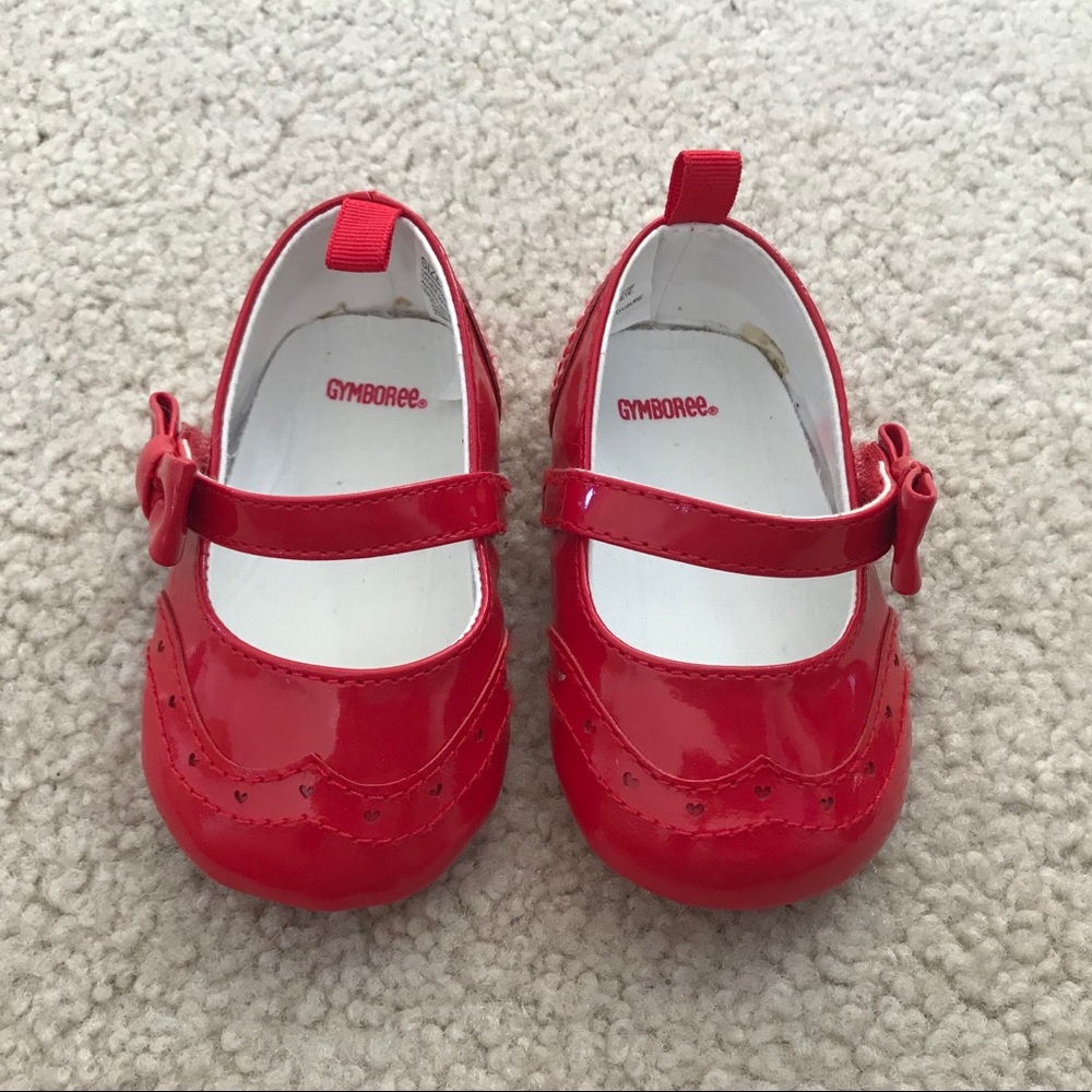 Shiny red Gymboree baby shoes